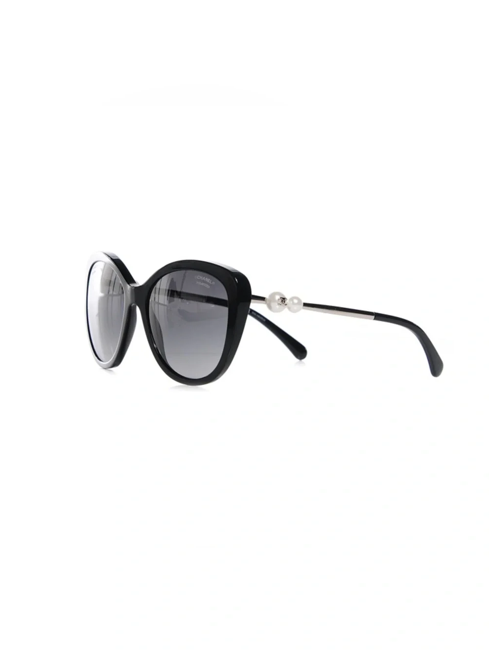PRE-LOVED CHANEL Pearl Polarized Winter Butterfly Sunglasses, Black